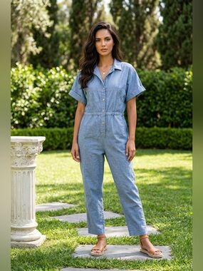 In Style Pre Loved 100% Cotton Snap buttons Oversized Jumpsuit.
